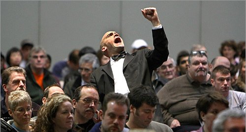 Man yelling with fist in the air